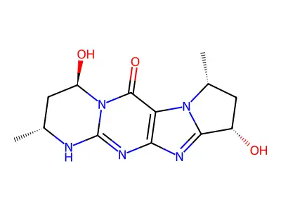(5R,7R,12R,14S)-7,14-dihydroxy-5,12-dimethyl-2,4,8,11,16-pentazatetracyclo[8.6.0.03,8.011,15]hexadeca-1(10),2,15-trien-9-one structure