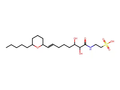 2-[[2,3-Dihydroxy-8-(6-pentyloxan-2-yl)oct-7-enoyl]amino]ethanesulfonic acid structure