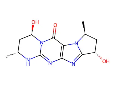 (5R,7R,12S,14S)-7,14-dihydroxy-5,12-dimethyl-2,4,8,11,16-pentazatetracyclo[8.6.0.03,8.011,15]hexadeca-1(10),2,15-trien-9-one structure