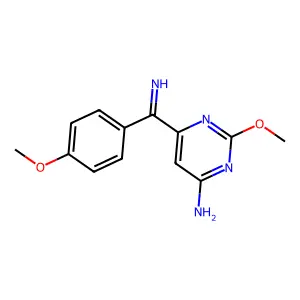 4-Pyrimidinamine, 6-(imino(4-methoxyphenyl)methyl)-2-methoxy- structure