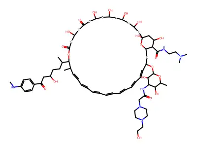 N-hydroxyethylpiperazinoacetyl-partricin A dimethylaminoethylamide structure