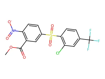 Benzoic acid, 5-((2-chloro-4-(trifluoromethyl)phenyl)sulfonyl)-2-nitro-, methyl ester structure