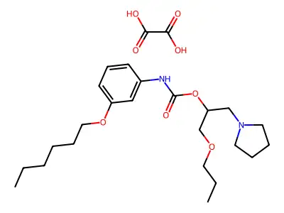Carbanilic acid, m-(hexyloxy)-, 2-propoxy-1-(1-pyrrolidinylmethyl)ethyl ester, oxalate structure