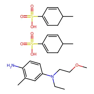 4-(Ethyl(2-methoxyethyl)ammonio)-o-toluidinium di(toluene-4-sulphonate) structure