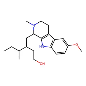 3-[(6-methoxy-2-methyl-1,3,4,9-tetrahydropyrido[3,4-b]indol-1-yl)methyl]-4-methylhexan-1-ol structure