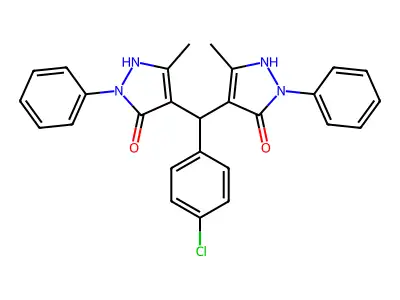 1H-Pyrazol-5-ol, 4,4'-[(4-chlorophenyl)methylene]bis[3-methyl-1-phenyl- structure