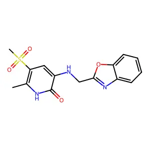 3-(1,3-benzoxazol-2-ylmethylamino)-6-methyl-5-methylsulfonyl-1H-pyridin-2-one structure