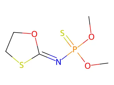 O,O-Dimethyl (1,3-oxathiolan-2-ylidene)phosphoramidothioate structure