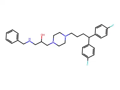 1-(4,4-Bis(4-fluorophenyl)butyl)-4-(2-hydroxy-3-phenylmethylaminopropyl)piperazine structure
