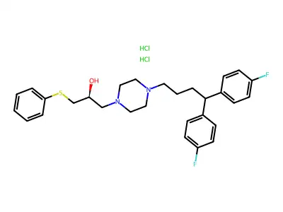 1-Piperazineethanol, 4-(4,4-bis(4-fluorophenyl)butyl)-alpha-((phenylthio)methyl)-, dihydrochloride, (S)- structure