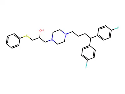 (R)-4-(4,4-Bis(4-fluorophenyl)butyl)-alpha-((phenylthio)methyl)-1-piperazineethanol structure
