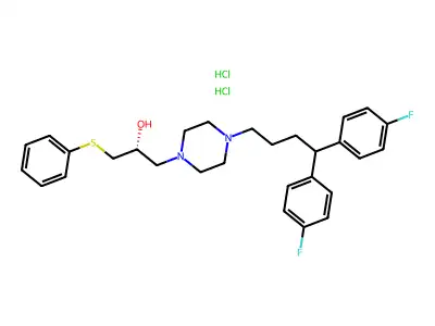 1-Piperazineethanol, 4-(4,4-bis(4-fluorophenyl)butyl)-alpha-((phenylthio)methyl)-, dihydrochloride structure