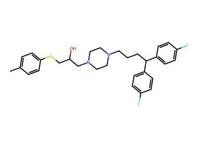 1-(4,4-Bis(4-fluorophenyl)butyl)-4-(2-hydroxy-3-(4-methylphenylthio)propyl)piperazine structure