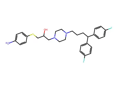 1-((4-Aminophenylthio)-2-hydroxypropyl)-4(4,4-bis(4-fluorophenyl)butyl)piperazine structure