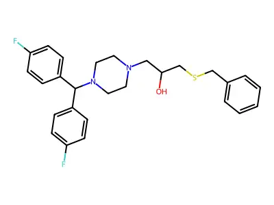 1-(Bis(4-fluorophenyl)methyl)-4-(2-hydroxy-3-phenylmethylthiopropyl)piperazine structure