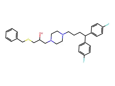 1-(4,4-Bis(4-fluorophenyl)butyl)-4-(2-hydroxy-3-phenylmethylthiopropyl)piperazine structure