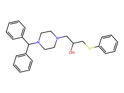 1-Piperazineethanol, 4-(diphenylmethyl)-alpha-((phenylthio)methyl)- structure