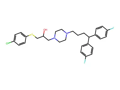 1-(4,4-Bis(4-fluorophenyl)butyl)-4-(3-(4-chlorophenylthio)-2-hydroxypropyl)piperazine structure
