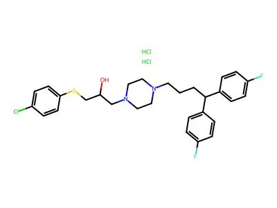 1-(4,4-Bis(4-fluorophenyl)butyl)-4-(3-(4-chlorophenylthio)-2-hydroxypropyl)piperazine 2HCl structure