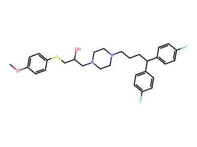 1-(4,4-Bis(4-fluorophenyl)butyl)-4-(2-hydroxy-3-(4-methoxyphenylthio)propyl)piperazine structure