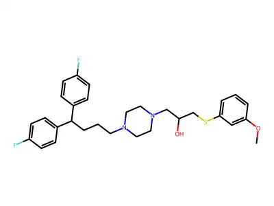 1-(4,4-Bis(4-fluorophenyl)butyl)-4-(2-hydroxy-3-(3-methoxyphenylthio)propyl)piperazine structure