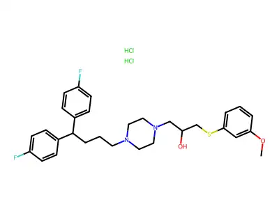 1-(4,4-Bis(4-fluorophenyl)butyl)-4-(2-hydroxy-3-(3-methoxyphenylthio)propyl)piperazine 2HCl structure