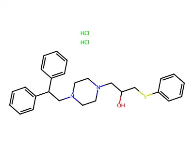 1-(2,2-Diphenylethyl)-4-(2-hydroxy-3-phenylthiopropyl)piperazine dihydrochloride structure