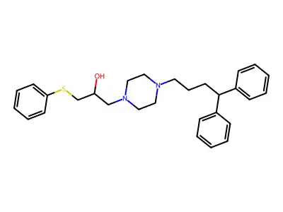 1-Piperazineethanol, 4-(4,4-diphenylbutyl)-alpha-((phenylthio)methyl)- structure