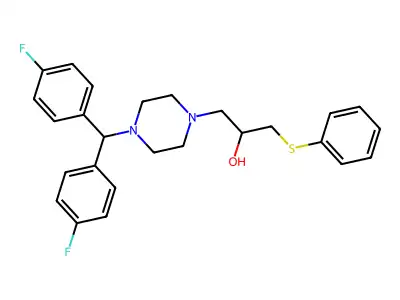 1-Piperazineethanol, 4-(bis(4-fluorophenyl)methyl)-alpha-((phenylthio)methyl)- structure