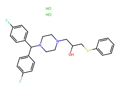 1-(Bis(4-fluorophenyl)methyl)-4-(2-hydroxy-3-phenylthiopropyl)piperazine dihydrochloride structure