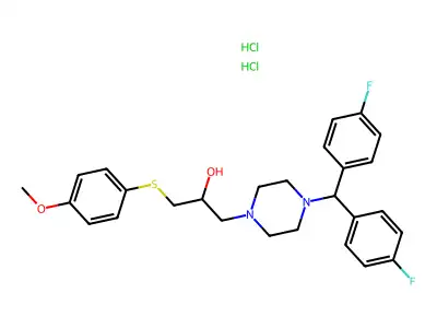 1-(Bis(4-fluorophenyl)methyl)-4-(2-hydroxy-3-(4-methoxyphenyl)thiopropyl)piperazine 2HCl structure