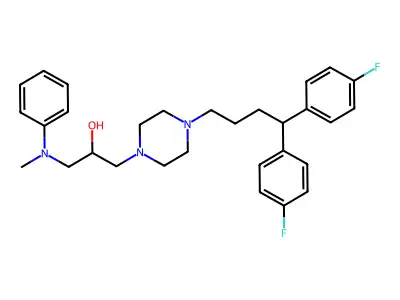 4-(4,4-Bis(4-fluorophenyl)butyl)-alpha-((methylphenylamino)methyl)-1-piperazineethanol structure