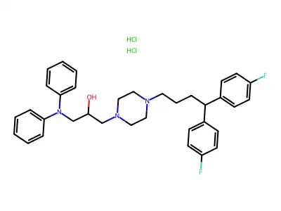 1-(4,4-Bis(4-fluorophenyl)butyl)-4-(3-diphenylamino-2-hydroxypropyl)piperazine 2HCl structure