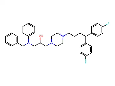 1-(4,4-Bis(4-fluorophenyl)butyl)-4-(2-hydroxy-3-(phenyl(phenylmethyl)amino)propyl)piperazine structure