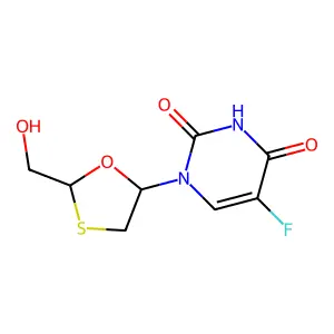 2',3'-Dideoxy-5-fluoro-3'-thiauridine structure