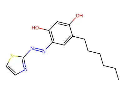 6-Hexyl-4-(2-thiazolylazo)resorcinol structure