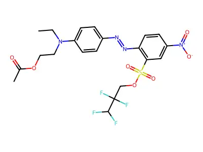 Benzenesulfonic acid, 2-[2-[4-[[2-(acetyloxy)ethyl]ethylamino]phenyl]diazenyl]-5-nitro-, 2,2,3,3-tetrafluoropropyl ester structure
