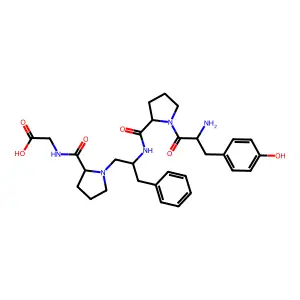 Tyrosyl-prolyl-psi(methylamino)phenylalanyl-prolyl-glycine structure