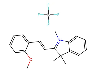 (E)-2-(2-methoxystyryl)-1,3,3-trimethyl-3H-indol-1-ium tetrafluoroborate structure