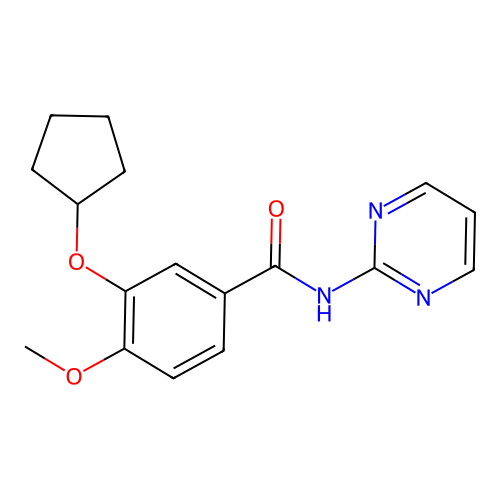 3-cyclopentyloxy-4-methoxy-N-pyrimidin-2-yl-benzamide structure
