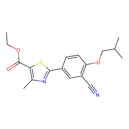 Ethyl 2-(3-cyano-4-isobutoxyphenyl)-4-methyl-5-thiazolecarboxylate structure