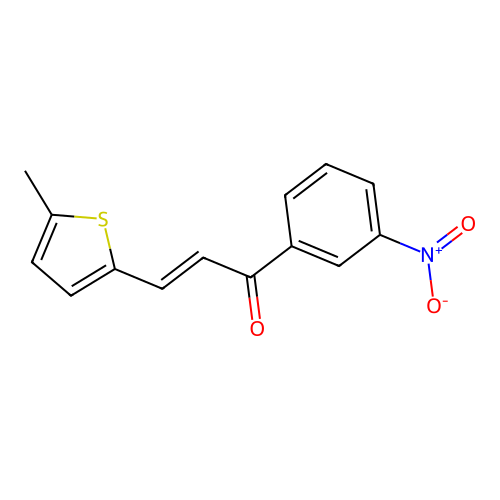 (2E)-3-(5-methylthiophen-2-yl)-1-(3-nitrophenyl)prop-2-en-1-one structure