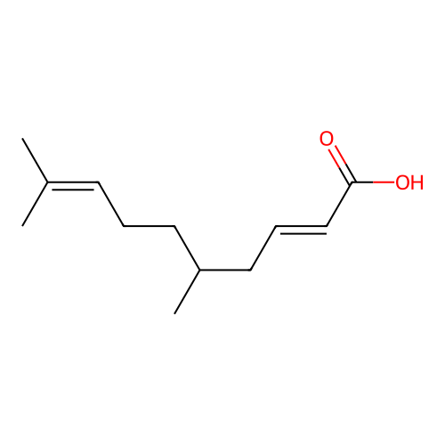 (2E)-5,9-dimethyldeca-2,8-dienoic acid structure