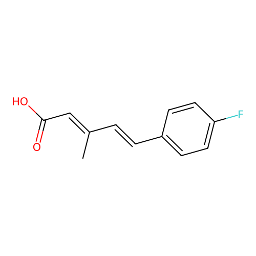 (2E,4E)-5-(4-fluorophenyl)-3-methylpenta-2,4-dienoic acid structure