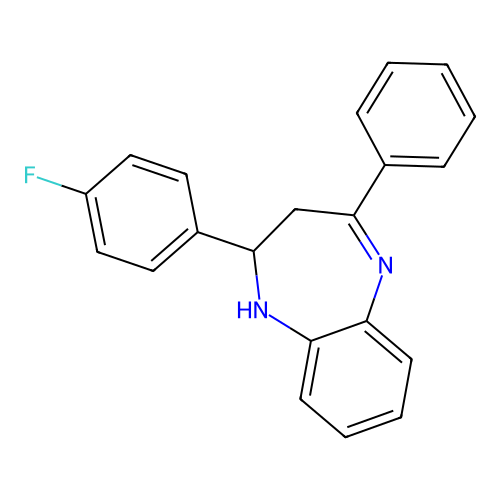 2-(4-fluorophenyl)-4-phenyl-2,3-dihydro-1H-1,5-benzodiazepine structure