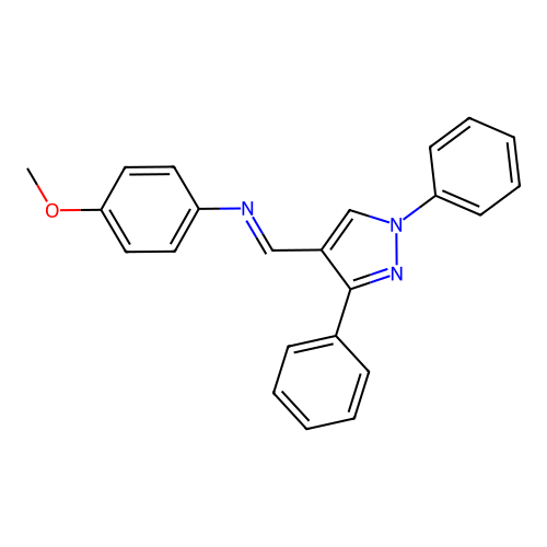 N-[(E)-(1,3-diphenyl-1H-pyrazol-4-yl)methylidene]-4-methoxyaniline structure