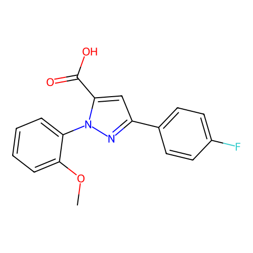 3-(4-fluorophenyl)-1-(2-methoxyphenyl)-1H-pyrazole-5-carboxylic acid structure