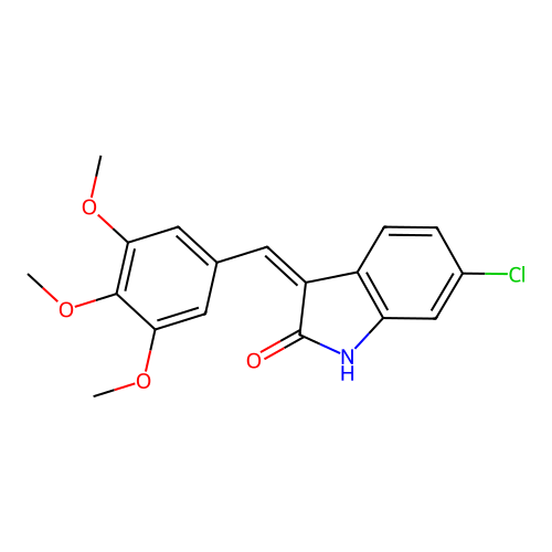 (Z)-6-chloro-3-(3,4,5-trimethoxybenzylidene)indolin-2-one structure