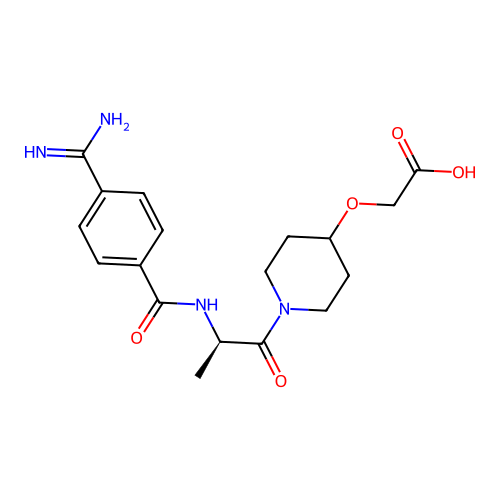 ((1-((2R)-2-(4-Carbamimidoylbenzamido)propanoyl)piperidin-4-yl)oxy)acetic acid structure