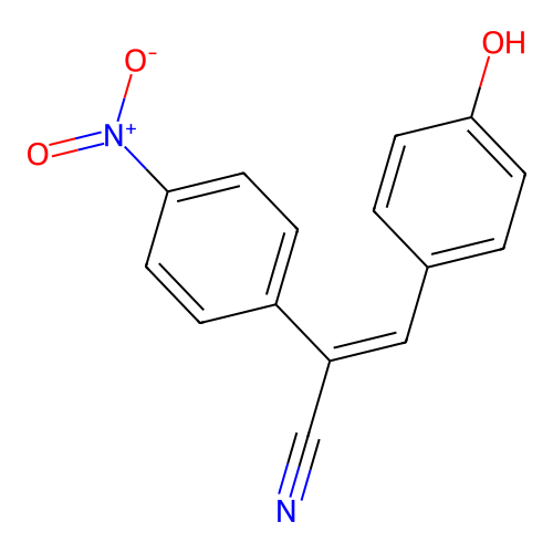 (E)-3-(4-hydroxyphenyl)-2-(4-nitrophenyl)prop-2-enenitrile structure